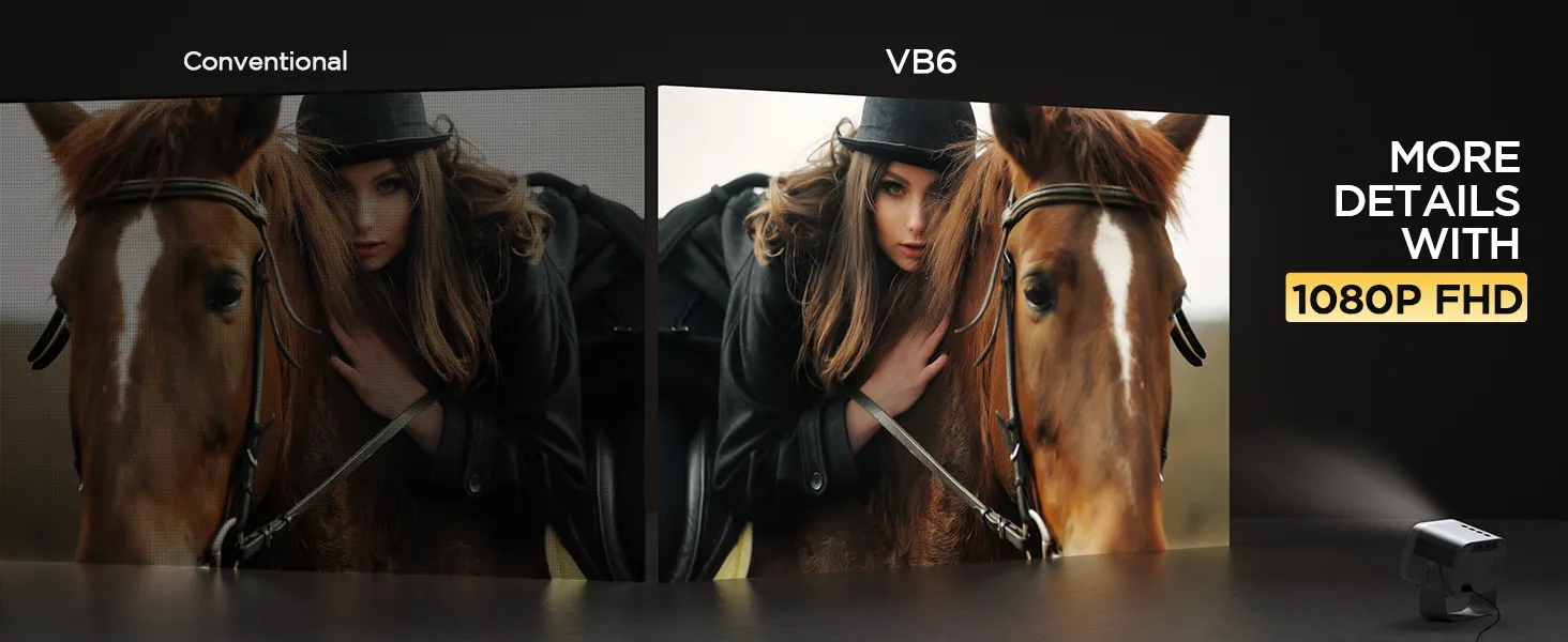 Side-by-side picture detail comparison, conventional vs VB6 in 1080P FHD