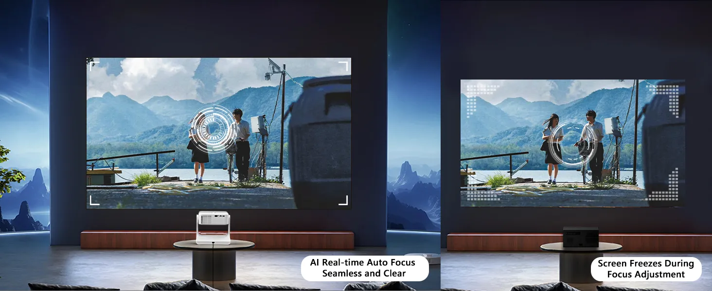 AI real-time auto focus staying sharp versus a frozen adjusting screen