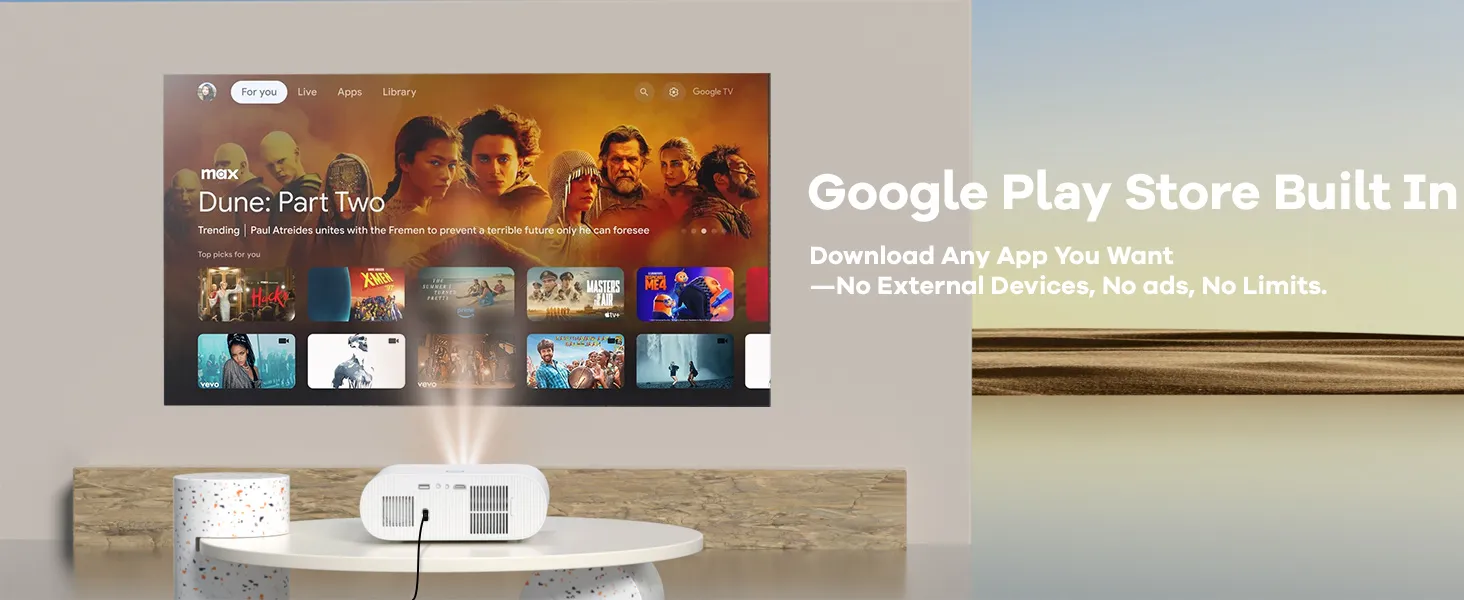 E30MAX projecting a movie library from the Google Play Store